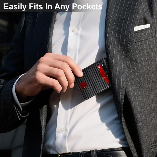 Alt view image 6 of 7 - Wallet for Men Slim RFID Blocking Leather Credit Card Holder Wallet for 14 Cards, Bifold Minimalist Thin Wallet with 2 ID Windows & Cash Slot, Front Pockt Carteras Para Hombres, Birthday Gifts for Men