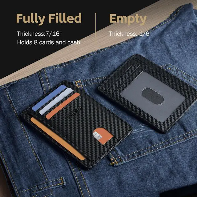 Alt view image 3 of 7 - Slim Minimalist Front Pocket Wallet for Men, RFID Blocking Credit Card Holder, Thin Travel ID Card Case, Gifts for Men