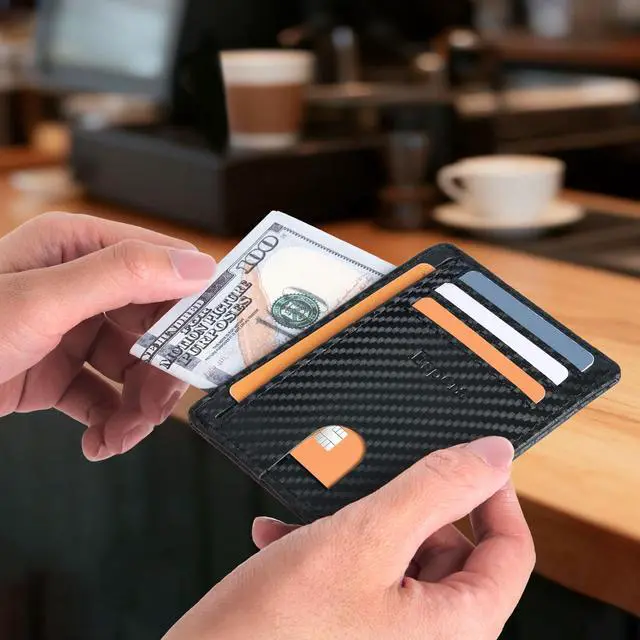 Alt view image 6 of 7 - Slim Minimalist Front Pocket Wallet for Men, RFID Blocking Credit Card Holder, Thin Travel ID Card Case, Gifts for Men