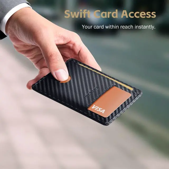 Alt view image 5 of 7 - Slim Minimalist Front Pocket Wallet for Men, RFID Blocking Credit Card Holder, Thin Travel ID Card Case, Gifts for Men