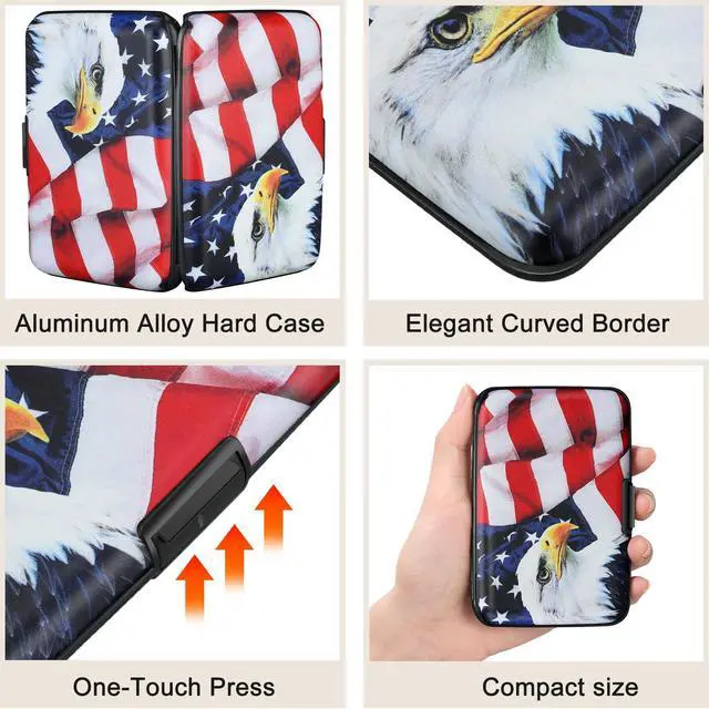 Alt view image 3 of 7 - Mini RFID Aluminum Wallet Credit Cards Holder Business Card Case Metal ID Case for Men WomenFlag2