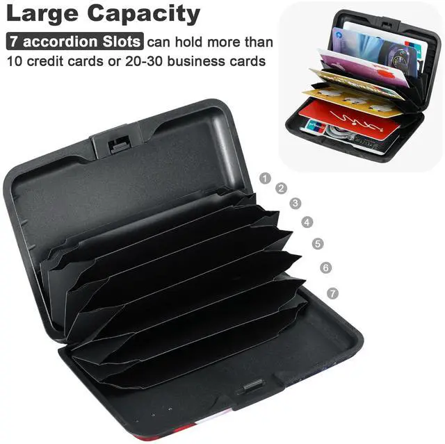 Alt view image 5 of 7 - Mini RFID Aluminum Wallet Credit Cards Holder Business Card Case Metal ID Case for Men WomenFlag2