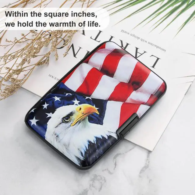 Alt view image 6 of 7 - Mini RFID Aluminum Wallet Credit Cards Holder Business Card Case Metal ID Case for Men WomenFlag2
