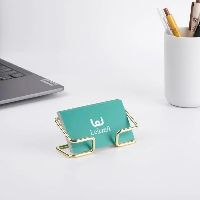 Alt view image 3 of 7 - Business Card Holder for Desk, Cute Metal Card Organizers and Office Desk Accessories for Men and Women (Golden)