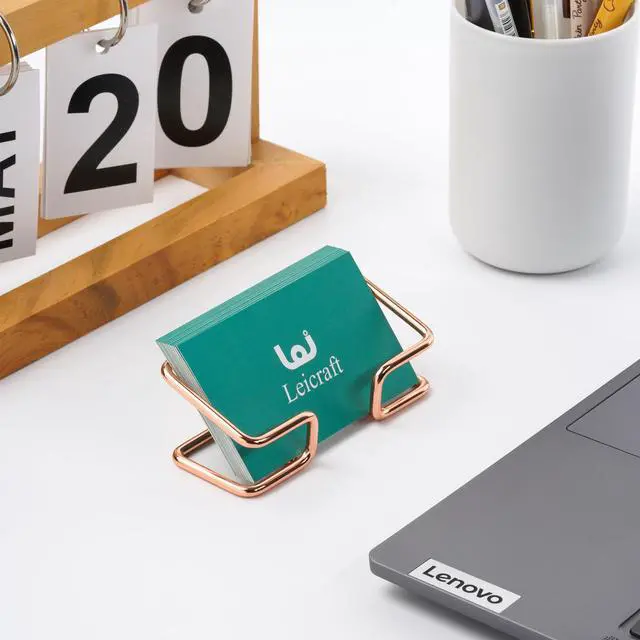 Alt view image 5 of 7 - Business Card Holder for Desk, Cute Metal Card Organizers and Office Desk Accessories for Men and Women (Golden)