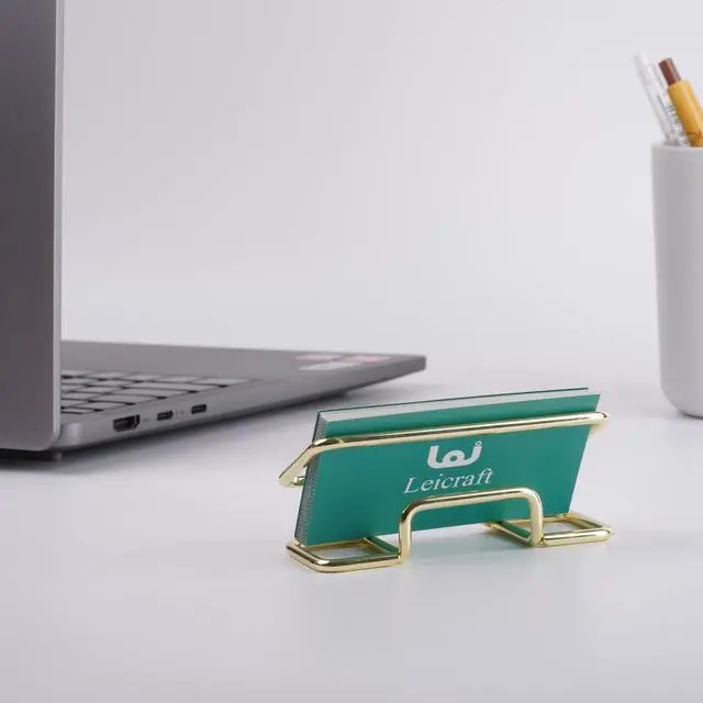 Alt view image 4 of 7 - Business Card Holder for Desk, Cute Metal Card Organizers and Office Desk Accessories for Men and Women (Golden)