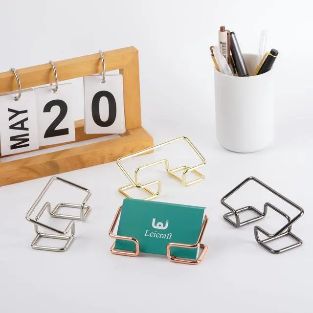Alt view image 7 of 7 - Business Card Holder for Desk, Cute Metal Card Organizers and Office Desk Accessories for Men and Women (Golden)