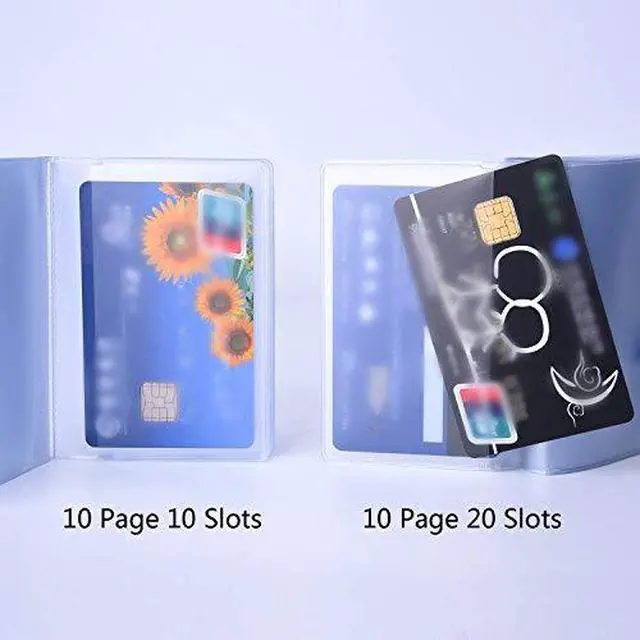 Alt view image 5 of 7 - 2 Pieces Plastic Wallet Insert Credit Card Holder with 10 Page 20 Slots and 10 Page 10 Slots, 9.5 x 6.5 cm, Transparent