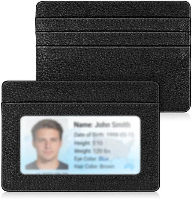 Main image of Slim Minimalist Front Pocket Wallet, RFID Blocking Credit Card Holder Card Cases with ID Window for Men Women, Black