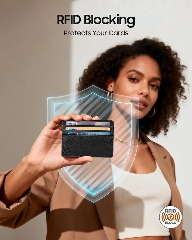 Alt view image 4 of 7 - Slim Minimalist Front Pocket Wallet, RFID Blocking Credit Card Holder Card Cases with ID Window for Men Women, Black