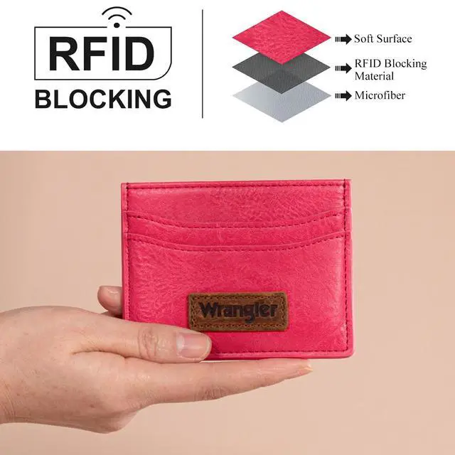 Alt view image 2 of 6 - X Wrangler Card Wallets for Women RFID Blocking Minimalist Pink Card Holder Womens Small Pocket Wallet