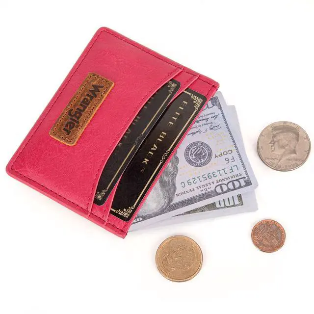 Alt view image 3 of 6 - X Wrangler Card Wallets for Women RFID Blocking Minimalist Pink Card Holder Womens Small Pocket Wallet