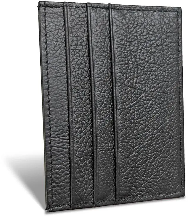 Main image of Credit Card Holder Wallet RFID Blocking Slim Credit Card Cases Holder Premium Leather Minimalist Front Pocket Small Wallet with 6 Card Slots and 1 Pockets for Men Women (Black)