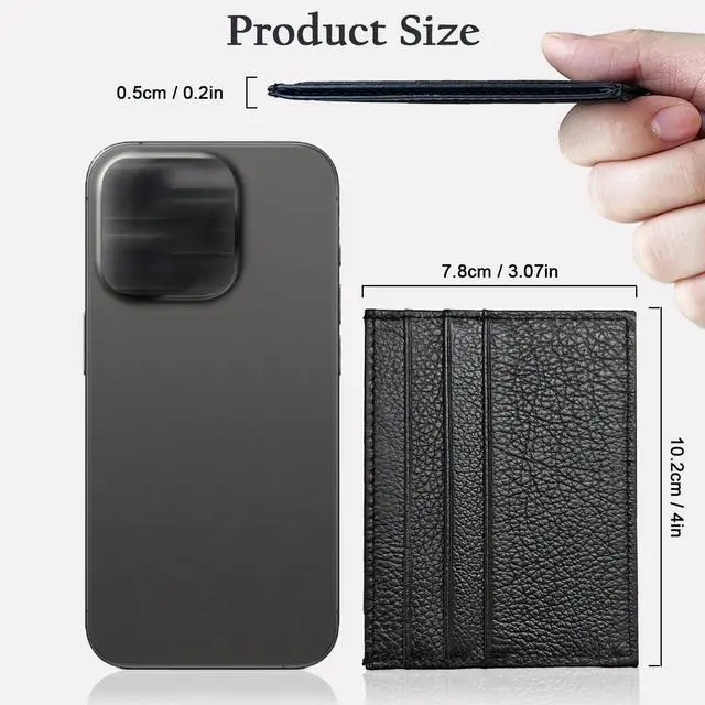 Alt view image 2 of 7 - Credit Card Holder Wallet RFID Blocking Slim Credit Card Cases Holder Premium Leather Minimalist Front Pocket Small Wallet with 6 Card Slots and 1 Pockets for Men Women (Black)