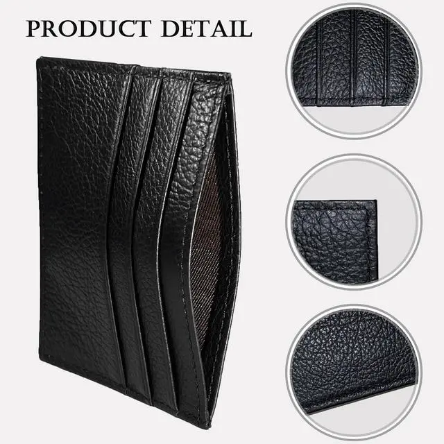 Alt view image 3 of 7 - Credit Card Holder Wallet RFID Blocking Slim Credit Card Cases Holder Premium Leather Minimalist Front Pocket Small Wallet with 6 Card Slots and 1 Pockets for Men Women (Black)