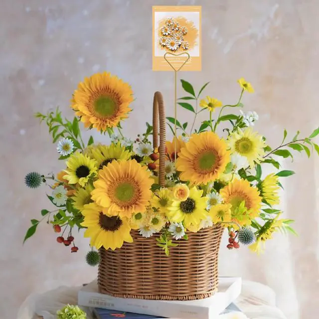 Alt view image 5 of 7 - 40 Packs Floral Card Holder Picks - Metal Gift Card Holder Sticks for Bouquets, Wedding Centerpieces, Photo Holder Sticks, Floral Picks for Cards, Picture Holders for Centerpieces, Heart-Shaped