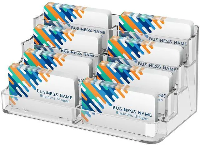 Main image of Acrylic Business Card Holder, Desktop Card Display Stand, 8 Pockets