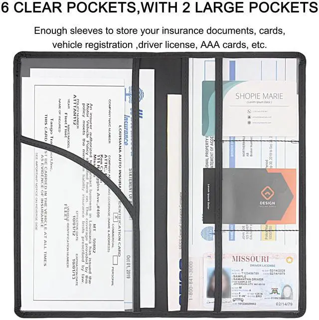 Alt view image 4 of 7 - Premium Car Registration & Insurance Card Holder, Black