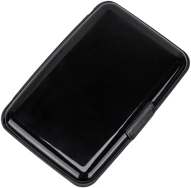 Main image of Mini RFID Aluminum Wallet Credit Cards Holder Business Card Case Metal ID Case for Men Women (Black)