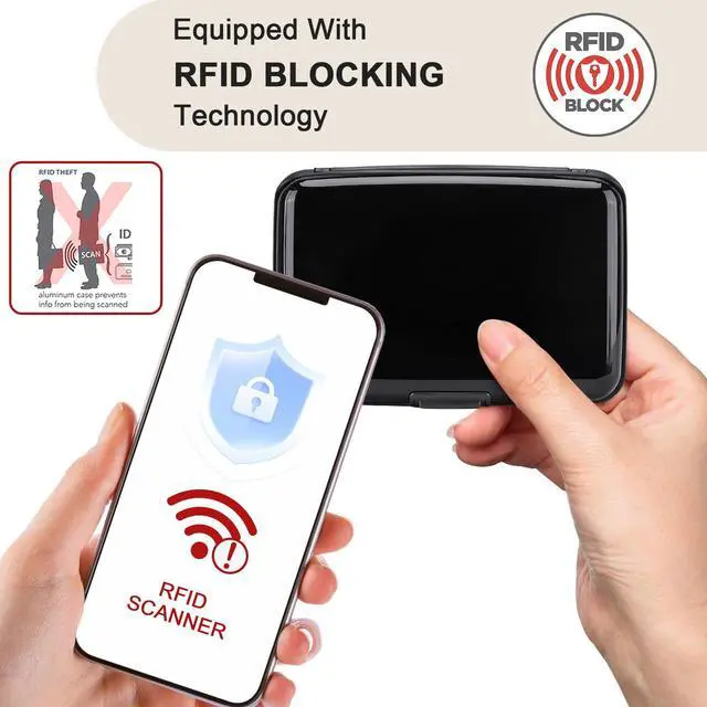 Alt view image 2 of 7 - Mini RFID Aluminum Wallet Credit Cards Holder Business Card Case Metal ID Case for Men Women (Black)