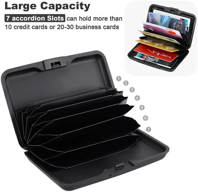 Alt view image 5 of 7 - Mini RFID Aluminum Wallet Credit Cards Holder Business Card Case Metal ID Case for Men Women (Black)