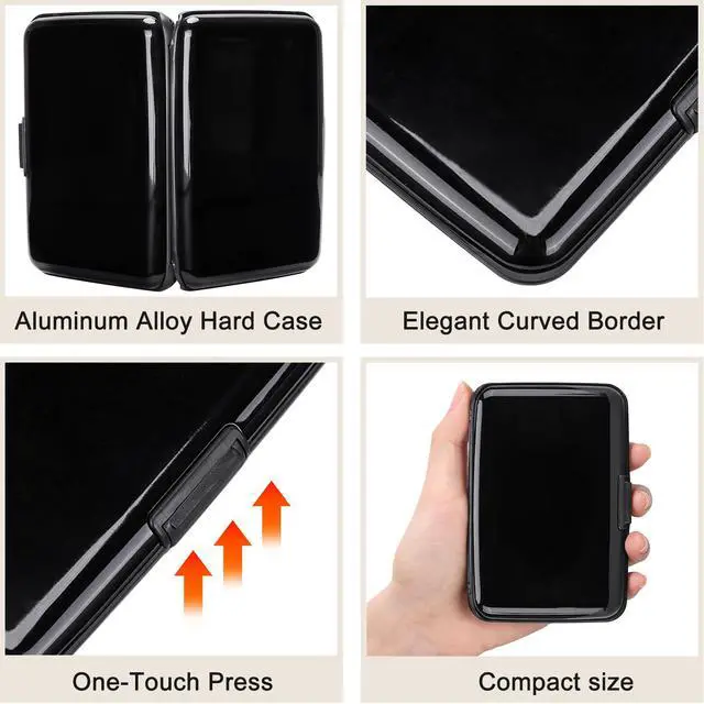 Alt view image 3 of 7 - Mini RFID Aluminum Wallet Credit Cards Holder Business Card Case Metal ID Case for Men Women (Black)