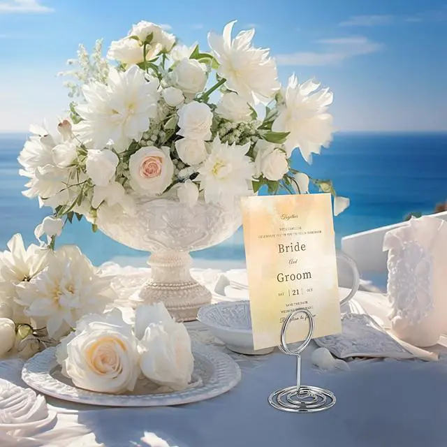 Alt view image 5 of 7 - 30PCS Table Number Holders Place Card Holder - Photo Holders for Tables, Cards Stand Name Menu Clips, Table Sign Holders for Wedding Anniversary Birthday Party, Silver