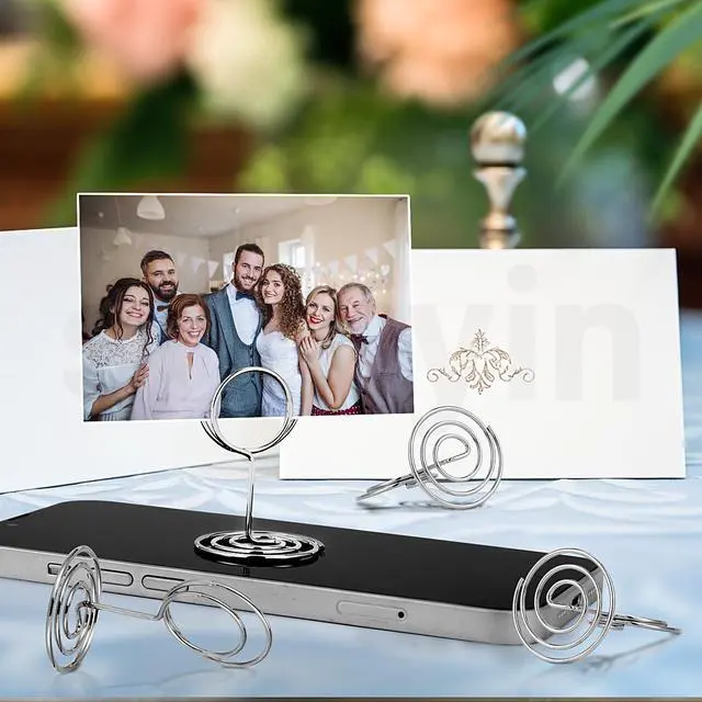 Alt view image 6 of 7 - 30PCS Table Number Holders Place Card Holder - Photo Holders for Tables, Cards Stand Name Menu Clips, Table Sign Holders for Wedding Anniversary Birthday Party, Silver