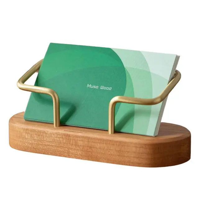 Main image of Business Card Holder for Desk, Wooden Creative Business Card Display for Desk, Wood Business Card Stand for Office, Tabletop (Cherry 1pack)