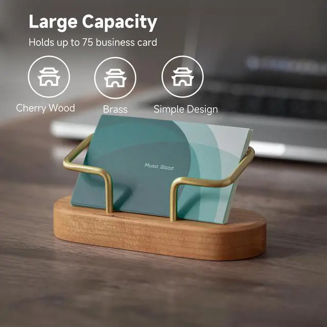 Alt view image 2 of 7 - Business Card Holder for Desk, Wooden Creative Business Card Display for Desk, Wood Business Card Stand for Office, Tabletop (Cherry 1pack)