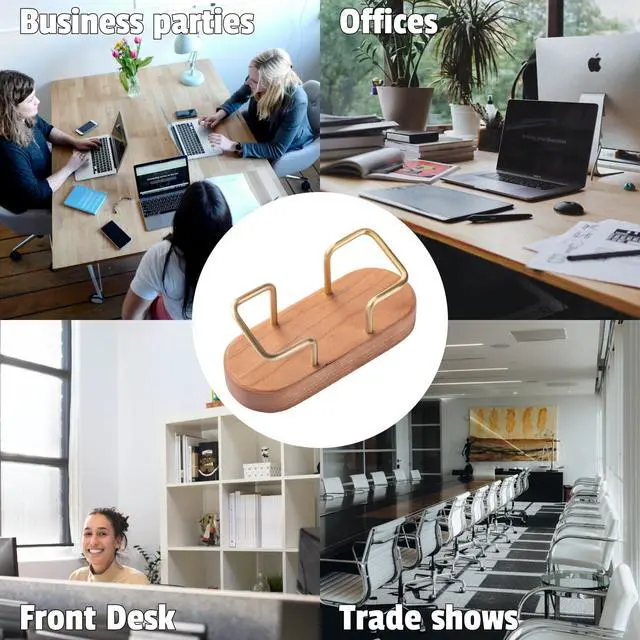 Alt view image 3 of 7 - Business Card Holder for Desk, Wooden Creative Business Card Display for Desk, Wood Business Card Stand for Office, Tabletop (Cherry 1pack)