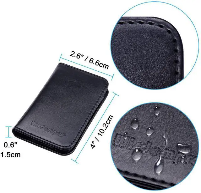 Alt view image 5 of 7 - Business Card Holder, 2-Sided PU Leather Folio Name Card Holder (Ideal for Business Cards & ID Cards) with Magnetic Shut for Men and Women, Ultra Slim and Thin - Black
