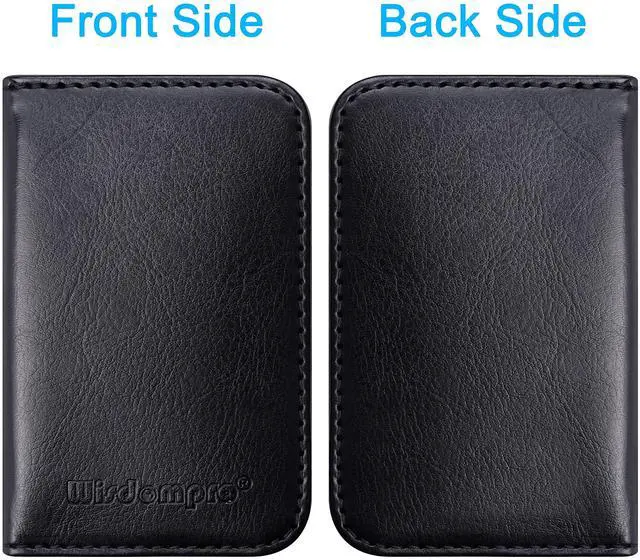 Alt view image 6 of 7 - Business Card Holder, 2-Sided PU Leather Folio Name Card Holder (Ideal for Business Cards & ID Cards) with Magnetic Shut for Men and Women, Ultra Slim and Thin - Black