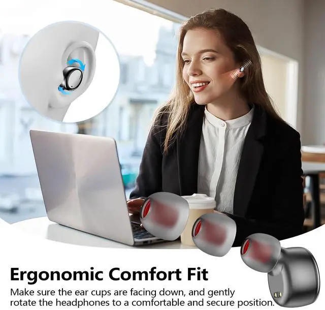 Alt view image 2 of 6 - Wireless Earbuds Bluetooth 5.3 in Ear Buds Light Weight Headphones,Deep Bass Sound,Built in Mics Headset,Clear Calls Earphones for Sports Workout Glossy Black