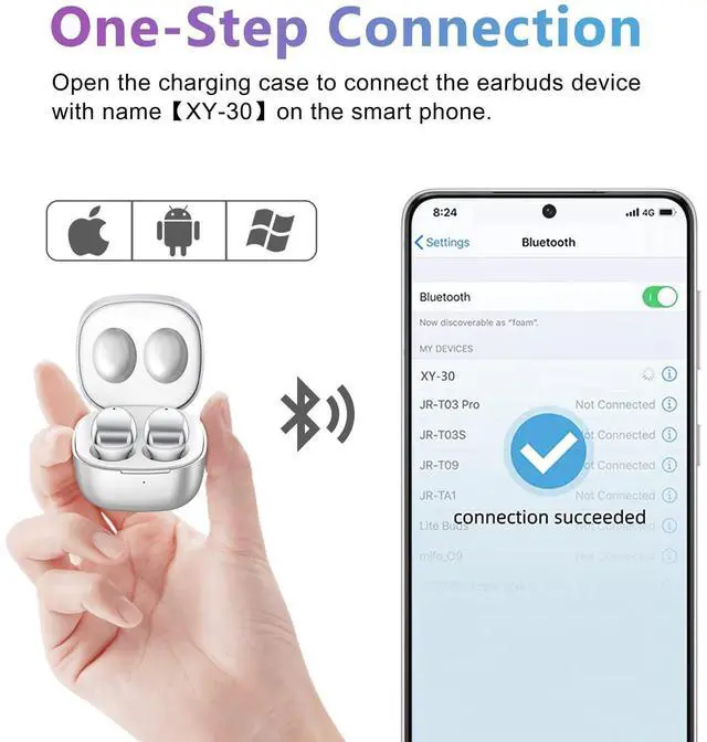 Alt view image 5 of 7 - Wireless Earbuds Deep Bass Stereo Sound Bluetooth Earbuds 120H True Wireless Headphones with Ear Caps (S/M/L) for Samsung S26/S25/S24/S23/S22 Ultra Z Flip 5/4/3/Fold 5/4 iPhone 16/15/14 Silver