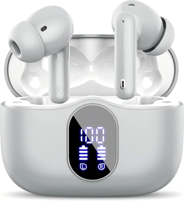 Main image of Btootos Hi-Fi Deep Bass Ear Buds in-Ear Headphones, Graphite Gray | LED Display, IP5 Waterproof, Touch Control Bluetooth Earphones