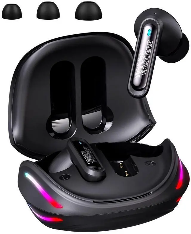Main image of Official Bumblebee Wireless Gaming Earbuds, Bluetooth 6.0 Headphones, Open Mech Case with LED Lights, 24H Battery, IPX3 Waterproof, in-Ear Headphones for iPhone Android - Black