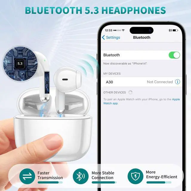Alt view image 3 of 7 - Wireless Earbuds for iPhone 17 16 Pro Max Air 15 14 13 12 11 XR XS Bluetooth 5.3 Headphones Noise Isolation Earphones for Galaxy S26 S25 S24 Ultra S23 S22 HiFi Bass Stereo Earphone for Google