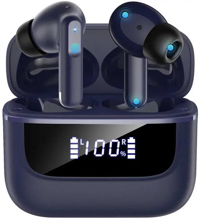Main image of Wireless Earbuds Bluetooth 5.4, 6 Mic ENC Noise Cancelling Clear Call, in Ear Buds Deep Bass HiFi Stereo Sound, Big Dual LED Display 48H Playtime Earphones, IPX7 Waterproof Headphones for Android iOS