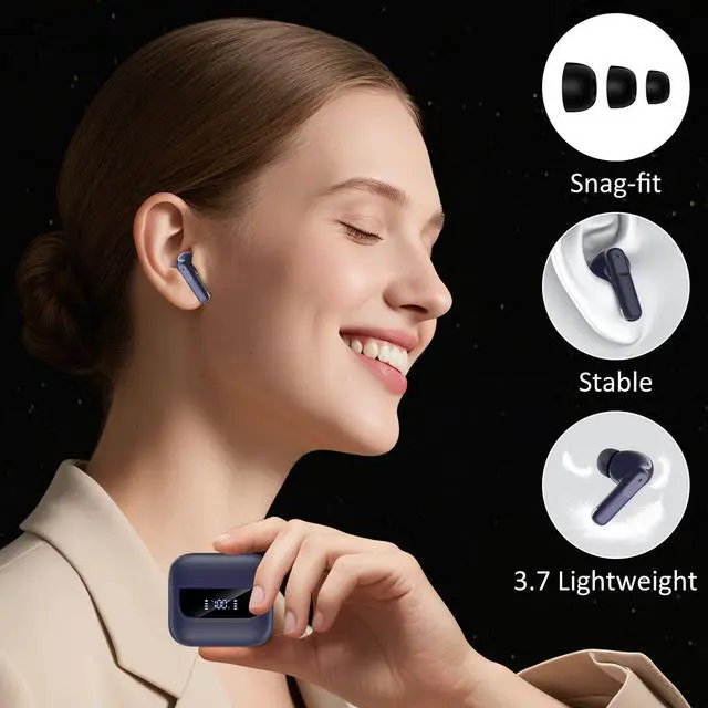 Alt view image 4 of 7 - Wireless Earbuds Bluetooth 5.4, 6 Mic ENC Noise Cancelling Clear Call, in Ear Buds Deep Bass HiFi Stereo Sound, Big Dual LED Display 48H Playtime Earphones, IPX7 Waterproof Headphones for Android iOS