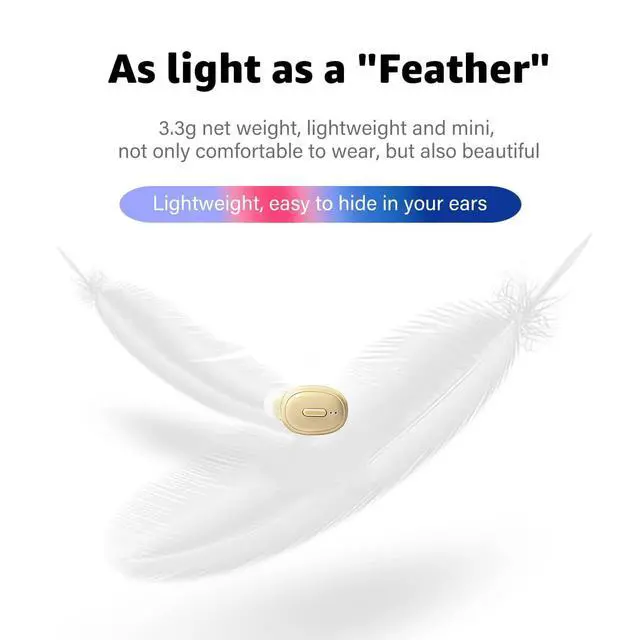 Alt view image 2 of 6 - Single Bluetooth Wireless Earbud, Mini Invisible in-Ear Wireless Bluetooth Headphone 12 Hours Super Long Battery Life Suitable for Sports Work and Sleep- Beige