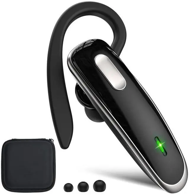 Main image of Bluetooth Headset V5.1, Wireless Hands-Free Earpiece with Noise Cancellation, Built-in Microphone for iPhone Android Business Calls - Black