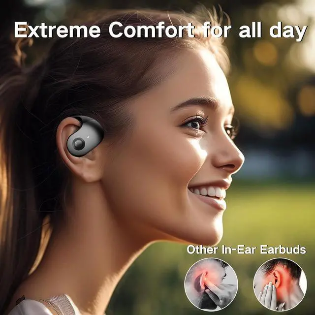 Alt view image 5 of 6 - NEW Ultra Bone Conduction Earphones Open Earbuds with Immersive Audio Clear Call,Wireless Bluetooth Ear buds Stable Fit,Robust Bass,Sweat-Proof Sport Open-Ear Headphones with Mic,48H Playtime (Black)