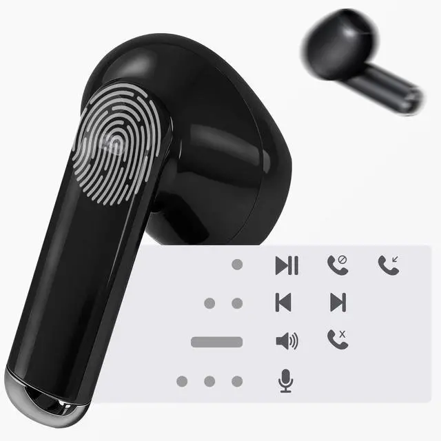 Alt view image 5 of 7 - Wireless Earbuds, Bluetooth 5.4 Headphones Bass Stereo, Ultra Lightweight Ear Buds Clear Calls, IPX7 Waterproof in Ear Earphones with Microphone for Phones Sports, 27H Playtime, Touch Control