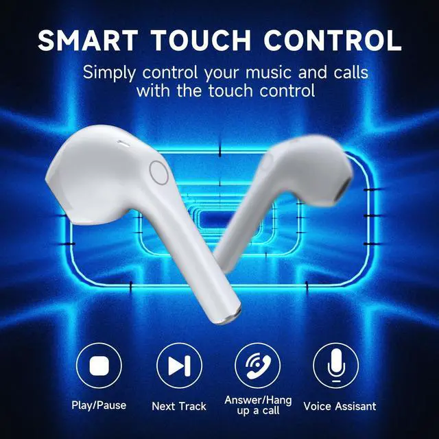 Alt view image 3 of 6 - Wireless Earbuds Bluetooth 5.3 Headphones (White)