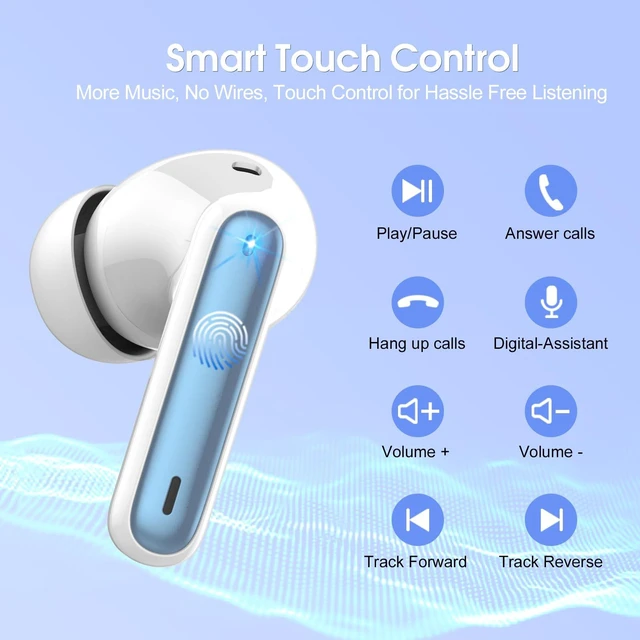 Alt view image 7 of 7 - Wireless Earbuds 2024 Bluetooth 5.3 Headphones HiFi Stereo, 40H Playtime in-Ear Earbud, Bluetooth Earbuds with LED Power Display, IP7 Waterproof Wireless Earphones Sport Headset for Android iOS