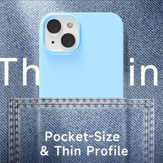 Alt view image 7 of 7 - for iPhone 14 iPhone 13 Phone Case Liquid Silicone, Cute Girly Thin Ultra Slim Jelly Soft Rubber Gel Protective Glossy Hard Plastic Case, Plain Solid Color Cover for Women Girl, Light Blue