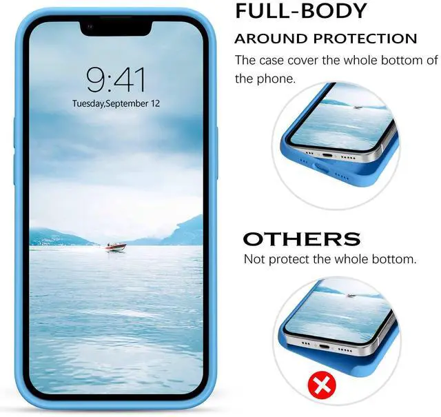 Alt view image 5 of 7 - Compatible with iPhone 13 Case 6.1 Inch Liquid Silicone Soft Gel Rubber Slim Thin Microfiber Lining Cushion Texture Cover Shockproof Protective Phone Case for iPhone 13, Blue