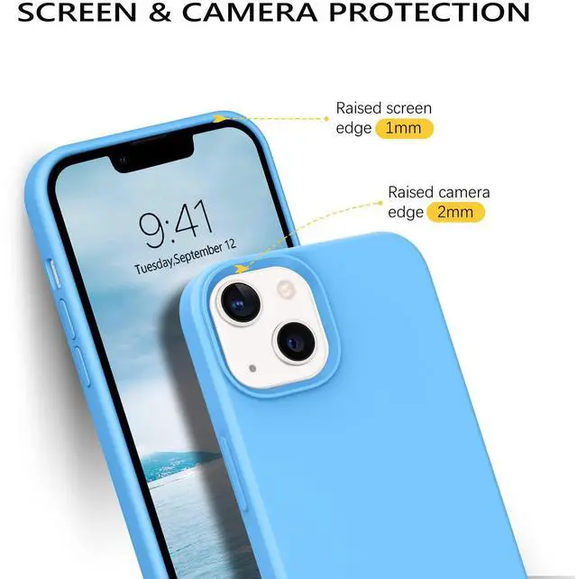 Alt view image 4 of 7 - Compatible with iPhone 13 Case 6.1 Inch Liquid Silicone Soft Gel Rubber Slim Thin Microfiber Lining Cushion Texture Cover Shockproof Protective Phone Case for iPhone 13, Blue