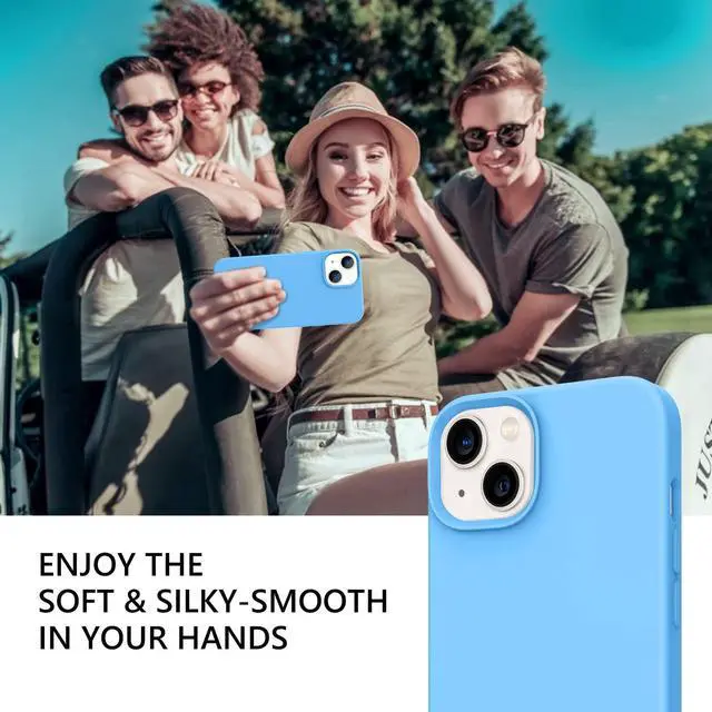 Alt view image 7 of 7 - Compatible with iPhone 13 Case 6.1 Inch Liquid Silicone Soft Gel Rubber Slim Thin Microfiber Lining Cushion Texture Cover Shockproof Protective Phone Case for iPhone 13, Blue